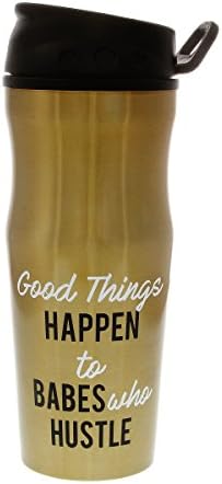 Purple Lemonade Travel Mug with No Spill Lid 12.8 oz - Good Things Happen to Babes Who Hustle - Gold Collection