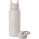 Simple Modern Water Bottle with Straw and Chug Lid Vacuum Insulated Stainless Steel Metal Thermos Bottles | Reusable Leak Proof BPA-Free Flask for Sports | Summit Collection | 32oz, Almond Birch