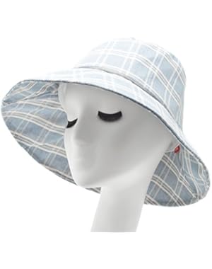 Ladies Womens Girls 100 % Cotton Medium Brim Bucket Hat, Multi Color, Jacquard Weave Plaid Hat