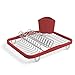 Umbra Sinkin Drying Rack – Dish Drainer Caddy with Removable Cutlery Holder topder Fits in, Over Sink or on Counter top, Medium, Red/Nickel