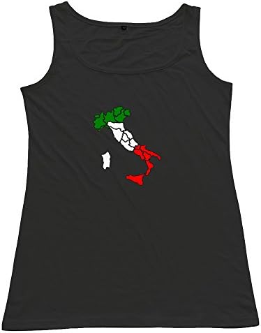 Map Of Italy Woman 100% Cotton Vest Black