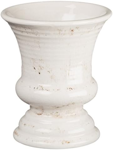 Sullivans Mini Ceramic Vase Distressed White Rustic Home Decor 5 X 6 Inches (Cm2339)
