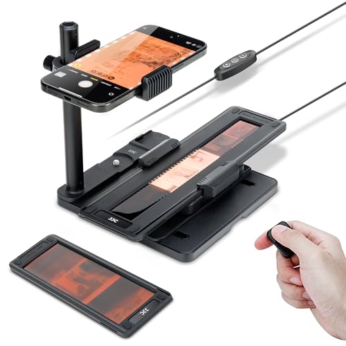 JJC Mobile Film Scanner Digitizer Set for 35mm 120 Negative Film to Digital, with 11 Level LED Backlight & Phone Clip & Magnetic 35mm 120 Negative Film Holder