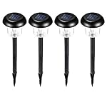 Voona Solar-Powered Lights 4-Pack Outdoor Garden Round Path Lights Black Plastic Shape Landscape Lights For Pathway Yards