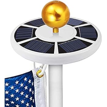GOGODUCKS Solar Flag Pole 26 LED Light IP65 Weatherproof Downlight Lights up Flag on Most 15 to 25 Ft Flagpole with Auto On/Off Night Lighting (White)