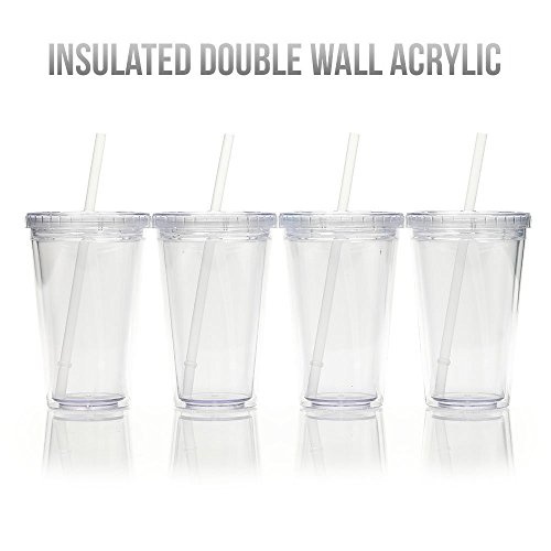 Maars Drinkware Bulk Double Wall Insulated Acrylic Tumblers with Straw