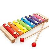 Afunti Wooden Xylophone Baby Musical Toy Instrument Piano with 8 Colored Metal Key with 2 Child-Safe Mallets for Kids Toddlers