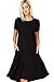 Annabelle Women's Comfy Short Sleeve Scoop Neck Swing Dresses with Pockets 3X-Large Black D5213X