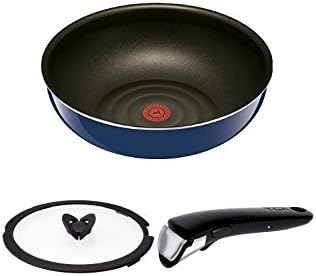 Amazon Co Jp セット買い ティファール 炒め鍋 26cm 深型 フライパン ガス火専用 インジニオ ネオ グランブルー プレミア ウォックパン チタン プレミア 5層コーティング L 26cm 蓋 グロッシー ブラック 取っ手セット 取っ手の取れる T Fal Ih