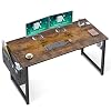 ODK Computer Writing Desk 47 inch, Sturdy Home Office Table, Work Desk with A Storage Bag and Headphone Hook, Vintage