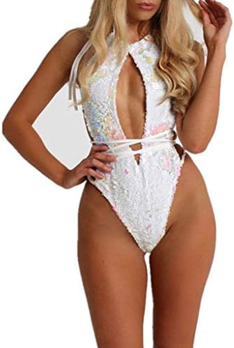 MURTIAL Women Sequins Bandage Jumpsuit Push-Up Padded Bra Bikini One Piece Swimwear