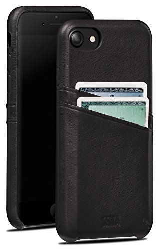 Sena Snap on Wallet, Premium all leather Wallet drop safe snap on case for the iPhone 7 - Black