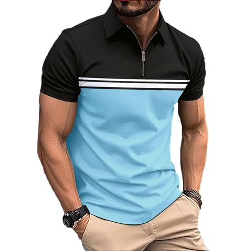 EndoraDore Mens Fashion Color Block Polo Shirts Casual Striped Golf Shirts at Amazon