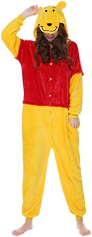 kxry Costume Winter Adult Cartoon Cosplay Pajamas Onesies Carnival Party (X-Large, Winnie the Pooh)