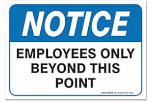 Sigo Signs Employees Only Sign, Employees Only Beyond This Point Sign, (2 Pack) 10x7 4 Mil Vinyl Stickers, Weatherproof and UV Protected, Made in USA