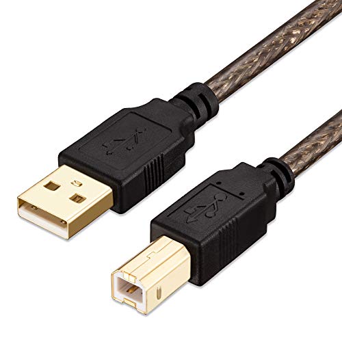Tan QY Printer Cable 30ft, USB 2.0 High Speed Gold-Plated Connectors Printer Scanner Cable Cord A Male to B Male (Black-2, 30ft)