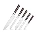 BGT Kitchen Knives With Color Wood Handle Stainless Steel Kitchen Knife Set 3.5'' Paring Knife 5'' Utility Knife 7'' & 8'' Inch Chef Knife 8'' Bread Knife (Knife Set & Holder)