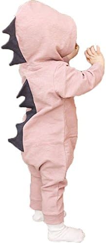 Toddler Baby Romper Boys Girls Cartoon Dinosaur Long Sleeve Romper One-Piece Jumpsuit Outfits(Medium,Pink)