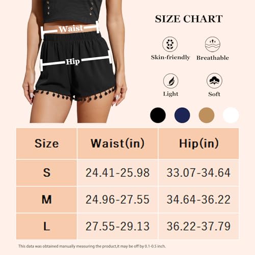 NLAND Shorts Summer Women Casual High Waist Elastic Beach Shorts with Small Ball Pendant