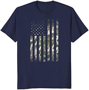 Mens United States Camo Flag T-shirt Gift For Veteran Day Large Navy