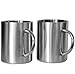 Stainless Steel Double Wall Mugs - Perfect for Coffee and Tea - Set of 2, 15oz (450mL) (2, Stainless Steel)