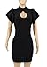 Mokoru Women's Sexy Ruffle Short Sleeve Hollow Out Bodycon Party Mini Club Dress, X-Large, Black
