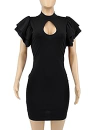 Mokoru Mini vestido de club, de manga corta, con volados, sexy, para dama