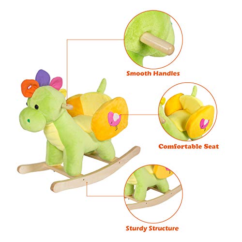 Kinbor Child Rocking Horse Kids Dinosaur & Real Wood Ride-On Rocker Children’s Day Birthday Gift with Music - Thumbnail 3