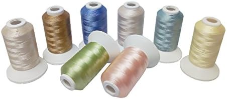 8 Same Color Shade Polyester Embroidery Machine Thread for Janome Brother Pfaff Bernina Babylock Singer Husqvarna Machines (Pastel)