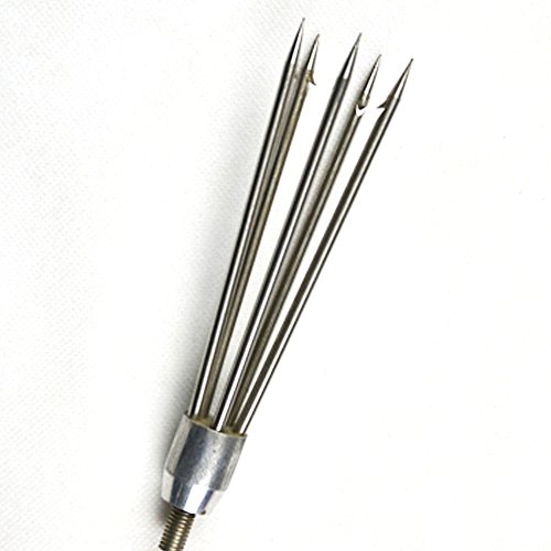 MAYMII M8 5-Prong Fishing Fork Fish Frog Eel Salmon Barbed Stainless Fish Spear Long Nut - Thumbnail 3