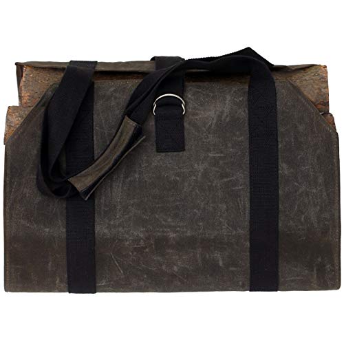 TABITORA Waxed Canvas Bag Firewood Log Carrier Outdoor Indoor Large Capacity Durable Holders Woodpile