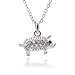 Spinningdaisy Silver Plated 3D Crystal Big Belly Pig Necklace