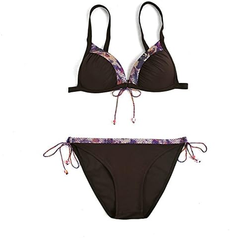 Assong Women's Sexy Snakeskin Animal Print Triangle Bikini Swimsuit Set Black