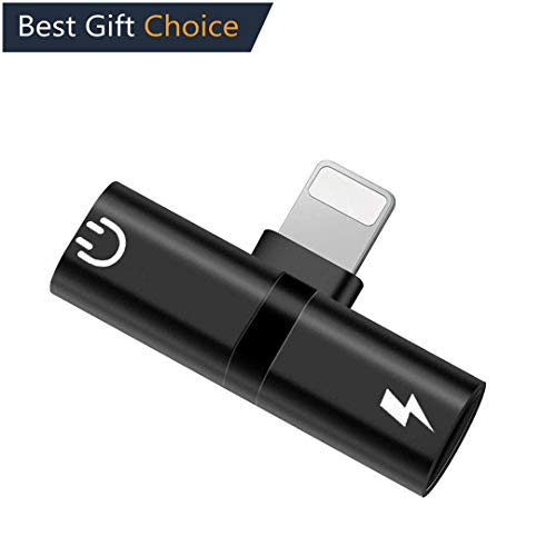 Baoneo for iPhone 7/ 7Plus/ 8/ 8Plus/ x/xr/xs max Adapter, Headphone Jack Adapter for iPhone Splitter, Car Accessories for iPhone, Audio Adapter Charge Cable 2 in 1 Dongle Headphone Adapter, Black