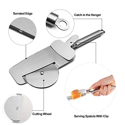 EldHus 4 in 1 Pizza Cutter Wheel, Stainless Steel Pizza Shovel Slicer Sharp Blade Dishwasher Safe Easy to Clean - Thumbnail 2