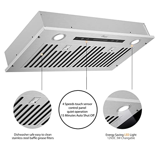 Awoco 141/2”D Super Quiet Split Insert Ceiling Mount Stainless Steel