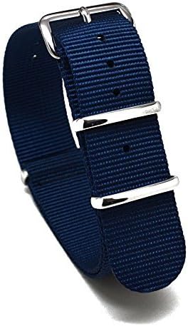 Nato Skull 20mm NATO Watch Band Strap with Stainless Steel Buckles in Navy Blue