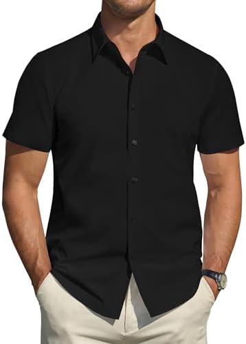 mens casual dress shirts canada Short Sleeve Button Up Casual Shirt