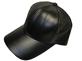 BLACK LEATHER BASEBALL CAP HAT CAPS HATS ADJUSTABLE MADE IN USA