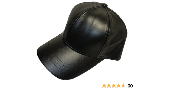 BLACK LEATHER BASEBALL CAP HAT CAPS 