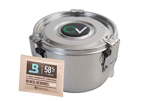 CVault Stainless Steel Humidity Control Stash Container for Herbs, Medicine, Spices w/ Humidity Pack