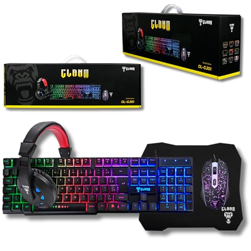 Combo GAMER 4 em 1 MTS, Nightmare • Mouse 4D - 3600 Dpi • Teclado RGB LED Rainbow Anti-Ghosting • Fone e Microfone Headset 45mW Stereo • Mousepad 290x250 • Quality Premium • Setup Gamer
