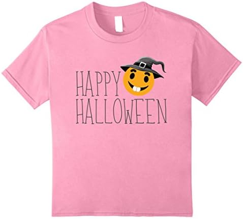 Kids Happy Halloween Emoj Witch T-Shirt Costume Girls Boys 8 Pink