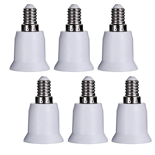 6Pack E14 to E26/27 Light Socket, Bulb Base Adapter Converter, Light Socket Adapter, Convert E14 Socket to Media E26/E27, Light Bulb Socket,