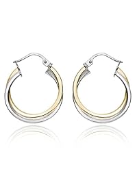 Hoops & Loops aretes pulidos de plata esterlina, entrelazados, de tubo cuadrado.