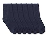 Jefferies Socks Boys Rib Crew Socks 6 Pair Pack (S - USA Shoe 9-1 - Age 3-7 Years, Navy)