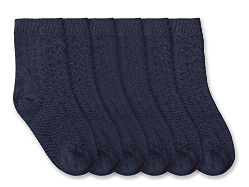 Jefferies Socks Boys Rib Crew Socks 6 Pair Pack (S - USA Shoe 9-1 - Age 3-7 Years, Navy)