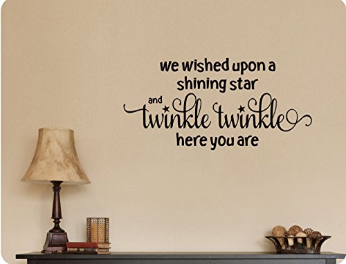 46"x22" We Wished Upon A Shining Star and Twinkle Twinkle Here You Are Nursery New Born Wall Decal Sticker Art Mural Home Dcor Quote