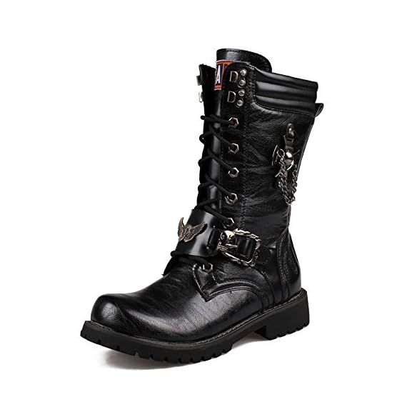 Mens-Martin-Motorcycle-Boots-Black-Retro-Combat-Shoes-Gothic-Punk-Military-Boots-11