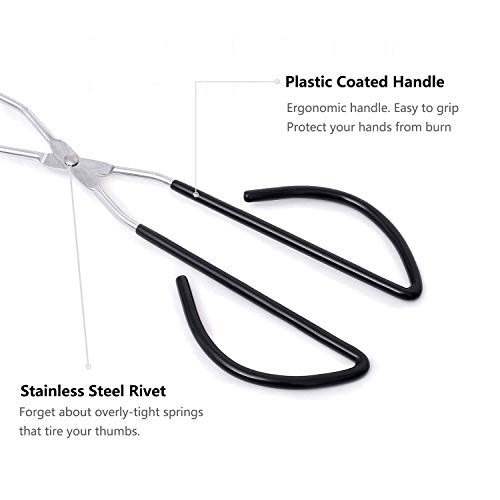 Scissor Stainless Steel Tongs with Black Handle - Scissor Cooking Tongs Set of 2-10.5 inch and 15 inch - Grilling Tongs for Kitchen Food Cooking Barbecue BBQ Grilling and Serving